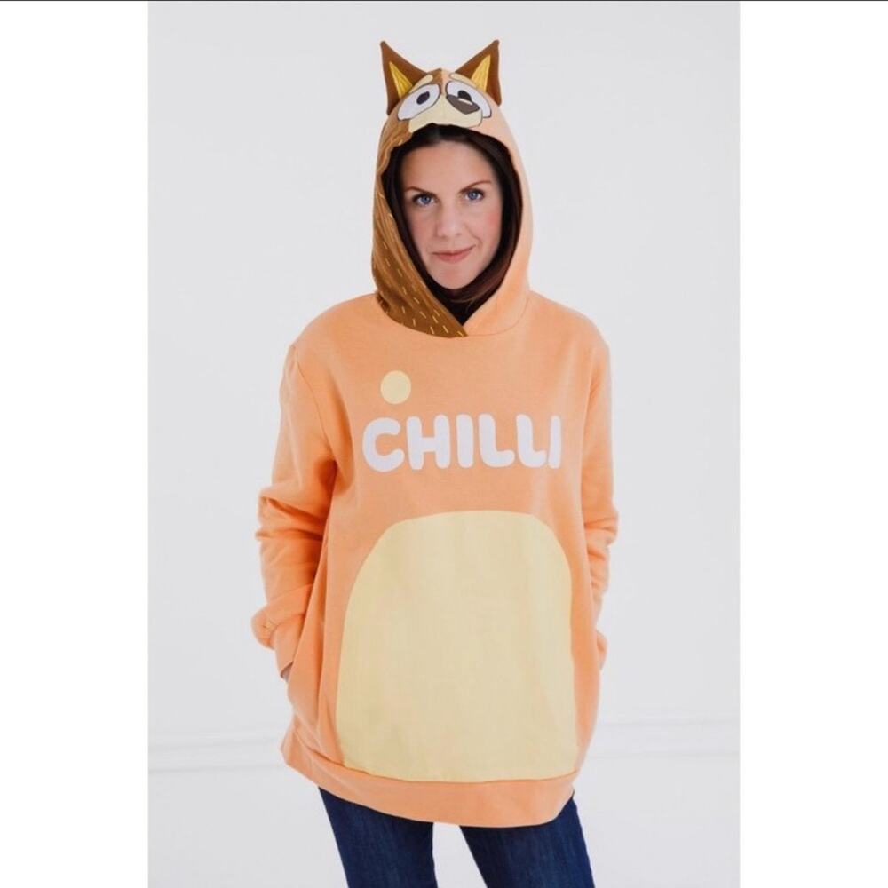 Bluey Orange Chilli Character Hoodie XL New (T4005)